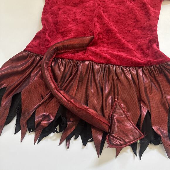 Halloween Costume Velvet Hooded Devil Dress Kids Girls Small Dress Up - Picture 7 of 11
